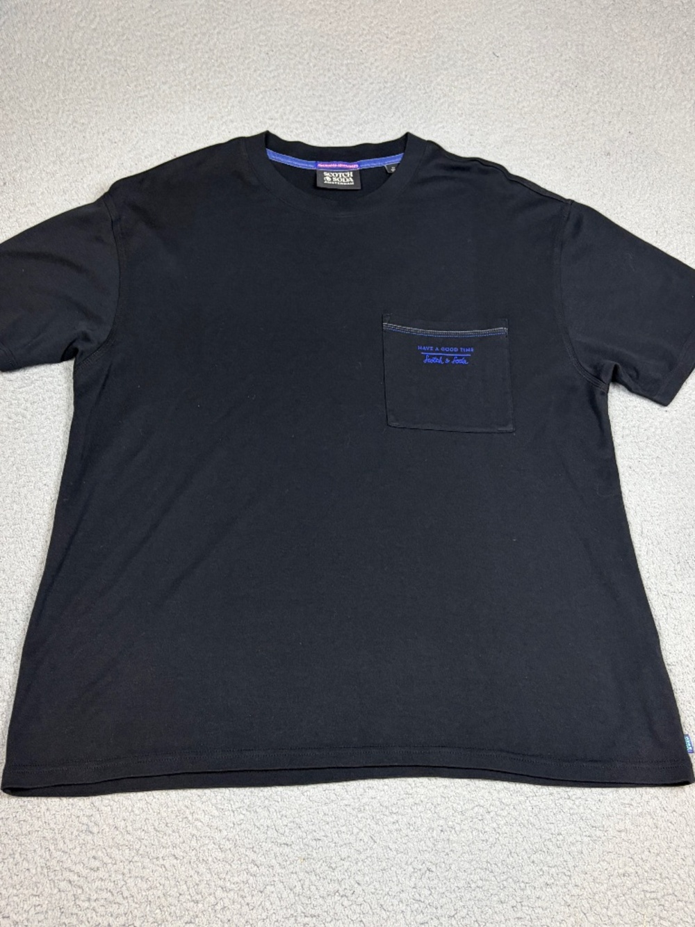Scotch & Soda Amsterdam Shirt Mens Size XL Black Short Sleeve Tee Shirt Pocket